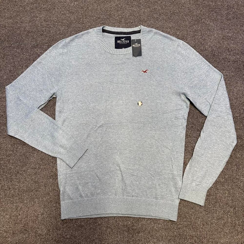 NEW Hollister Men’s Lightweight Crewneck Sweater Slim Y2K Preppy Long Sleeve M